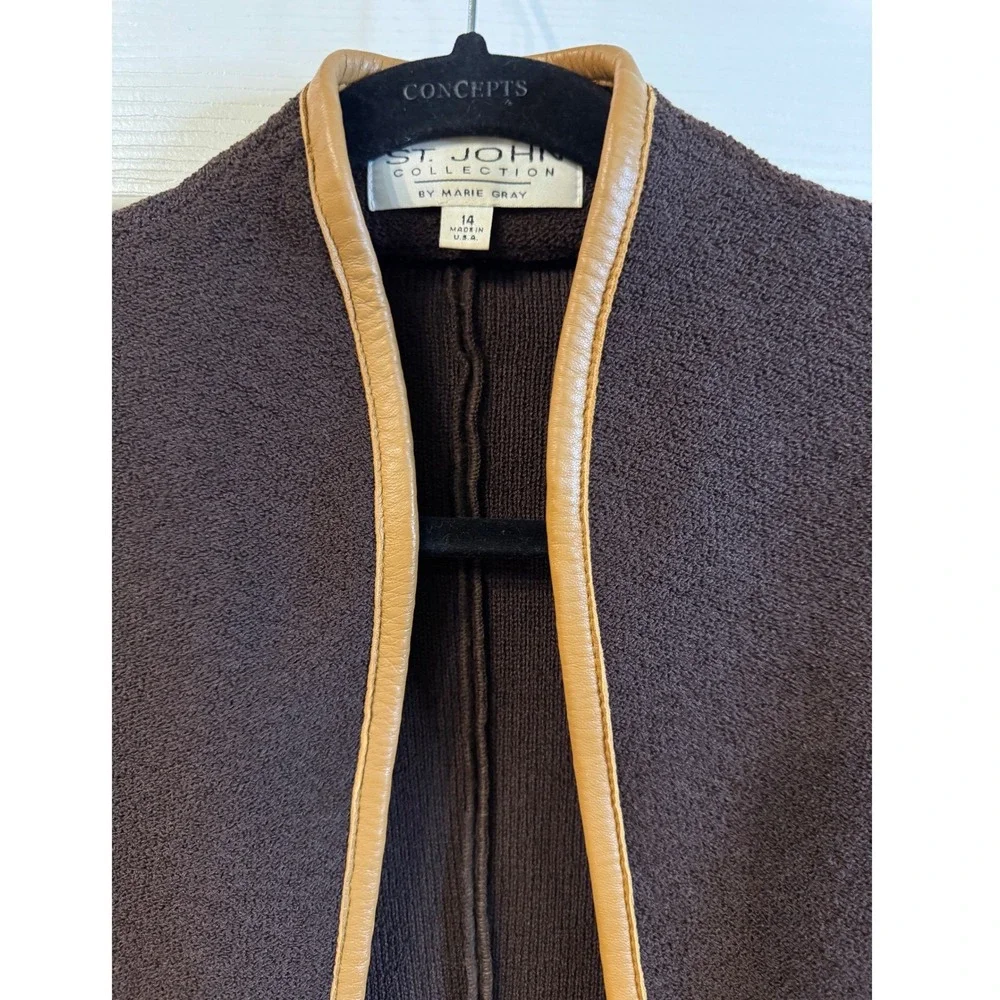 St. John Collection Brown Blazer with Tan Trim